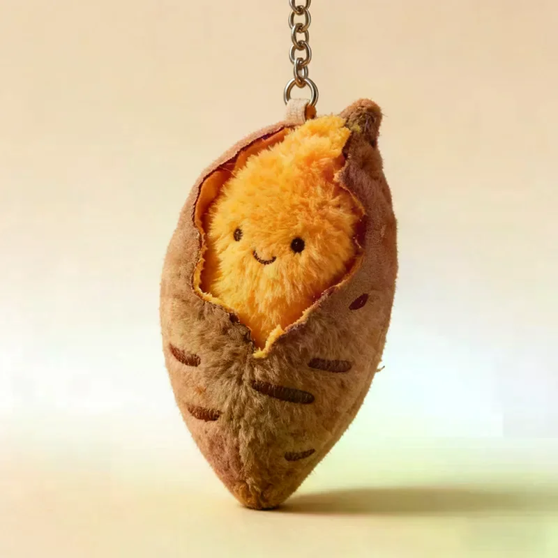 Pendant Decorative Creative Cute Roasted Sweet Potato Plush Doll Keychain Cartoon Simulated Food Stuffed Accessories Gifts
