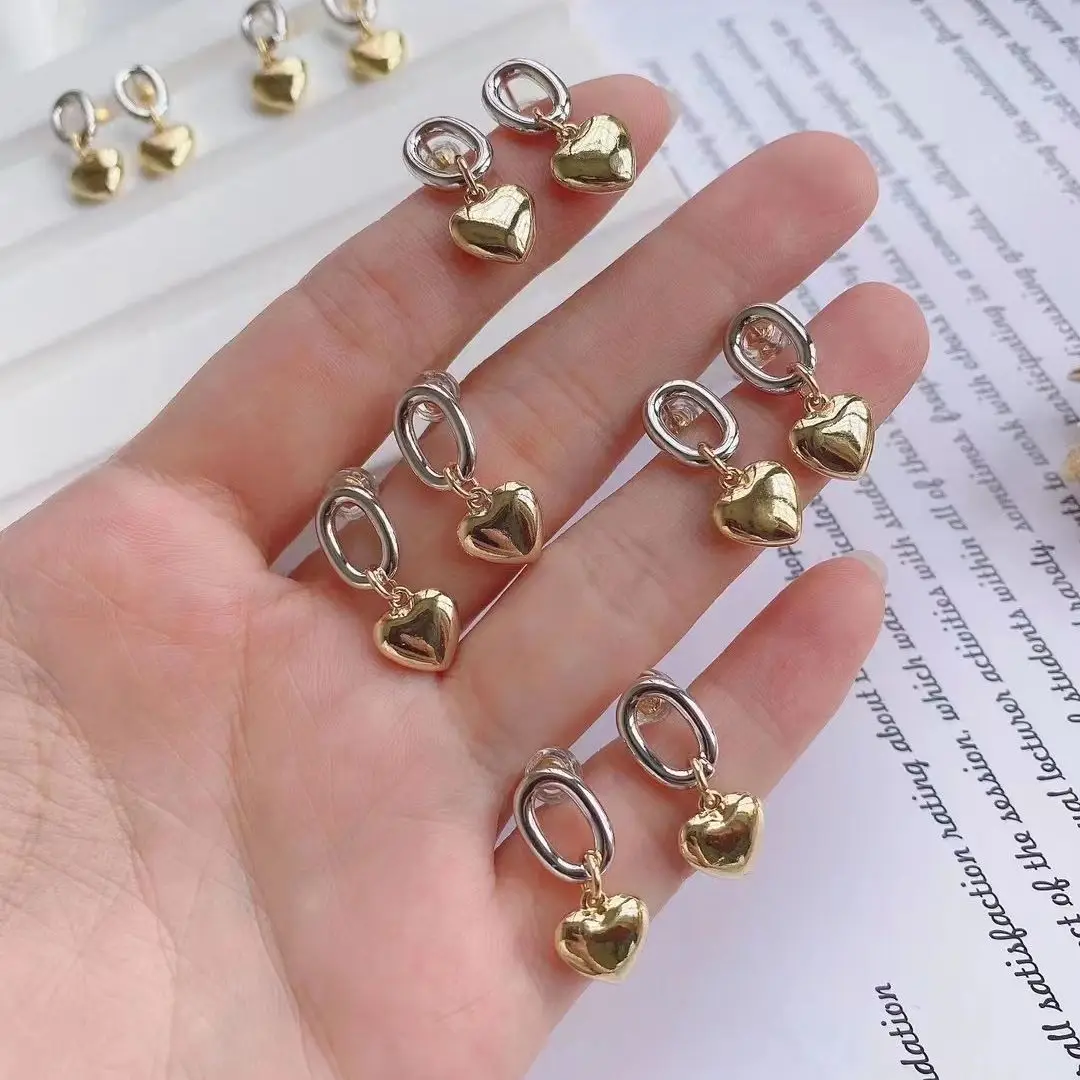 

5Pairs, Punk Earrings 2022 Heart Shape Plated Gold Earrings For Women Girl Dainty Drop Earrings Brincos Brincos Jewelry Pendient