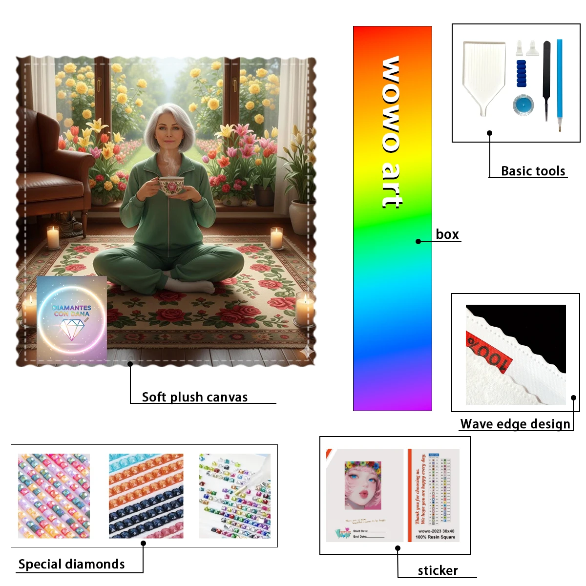 

【Diamantes con Dana】The Magic of Tea 100% resin FD+ab+xc Diamond Stamping Kit Perfect Masterpiece worth Buying