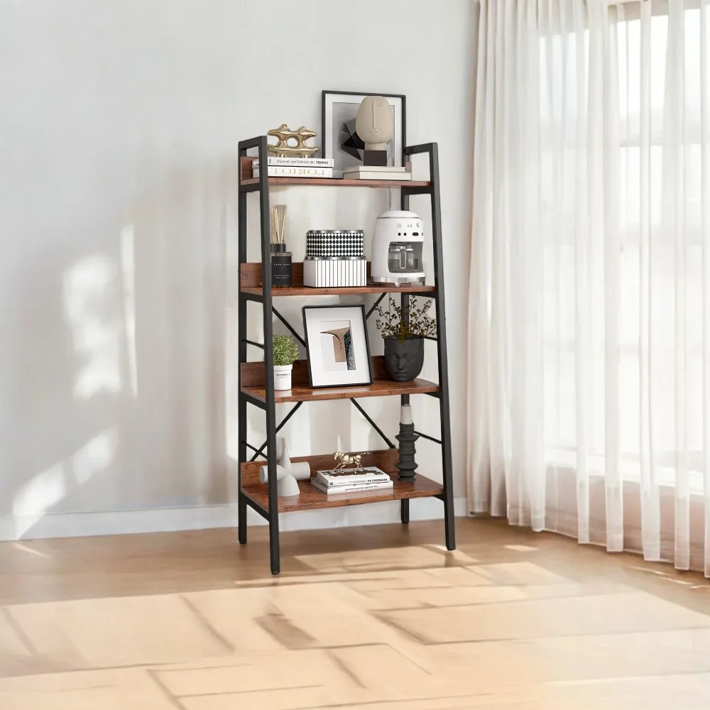 DN 4 LAYER DISPLAY BOOKSHELF H LADDER SHELF STORAGE SHELVES RACK SHELF UNIT METAL FRAME, TIGGER, 1 pc per carton