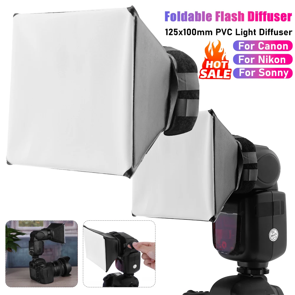 Foldable Flash Diffuser Photography 125x100mm Light Diffuser DSLR Photo Flash Soft Light PVC Box For Canon For Nikon For Sonny