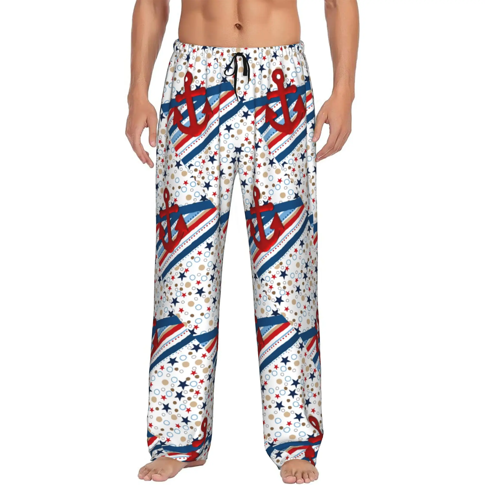Custom Men's Nautical Sailors  Pajama Pants Printed  Sleep Sleepwear Bottoms with Pockets