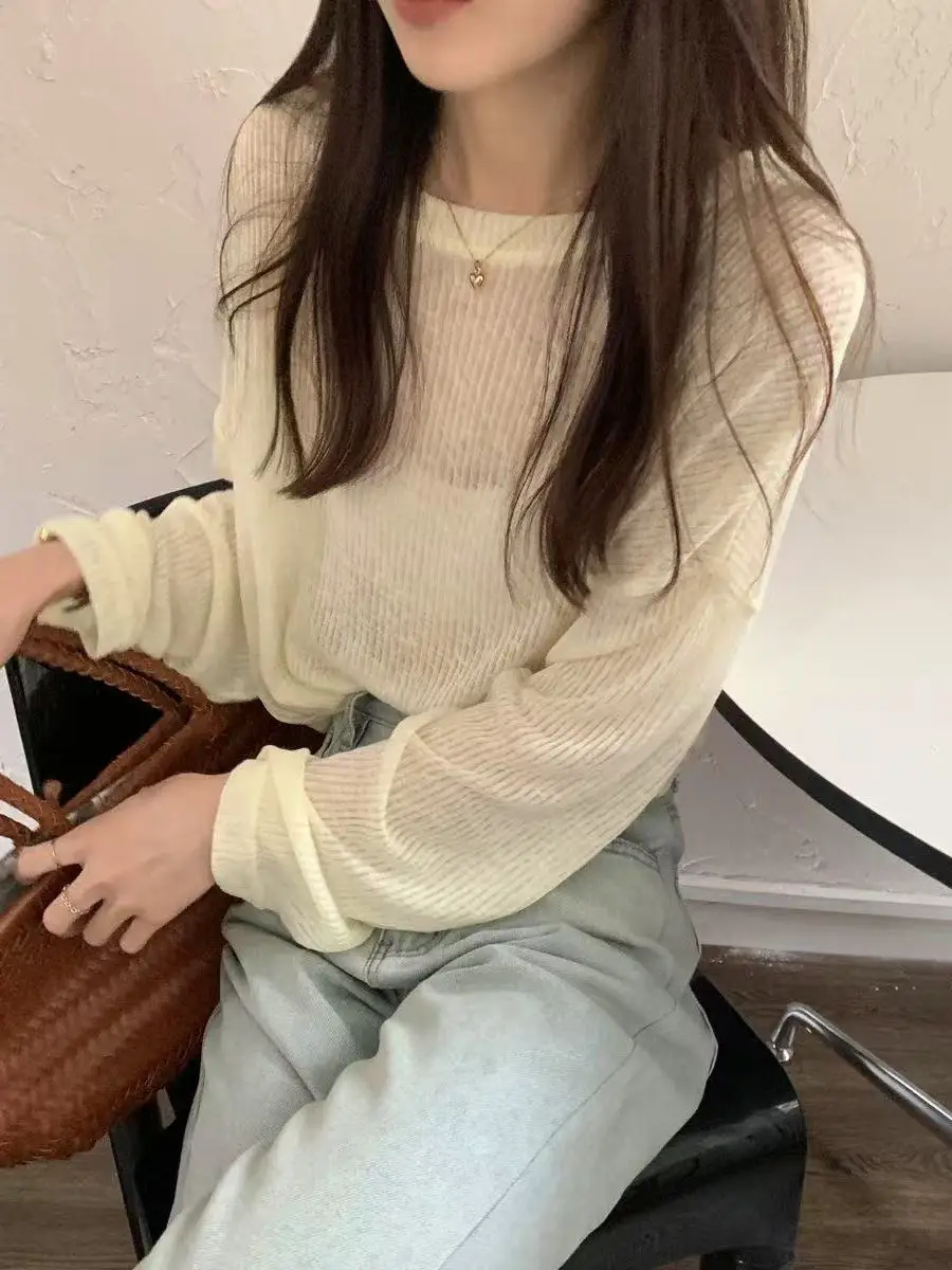 

Модная корейская женская футболка с защитой от солнца Long Sve, тонкий чехол для кондиционера, модная летняя одежда больших размеров