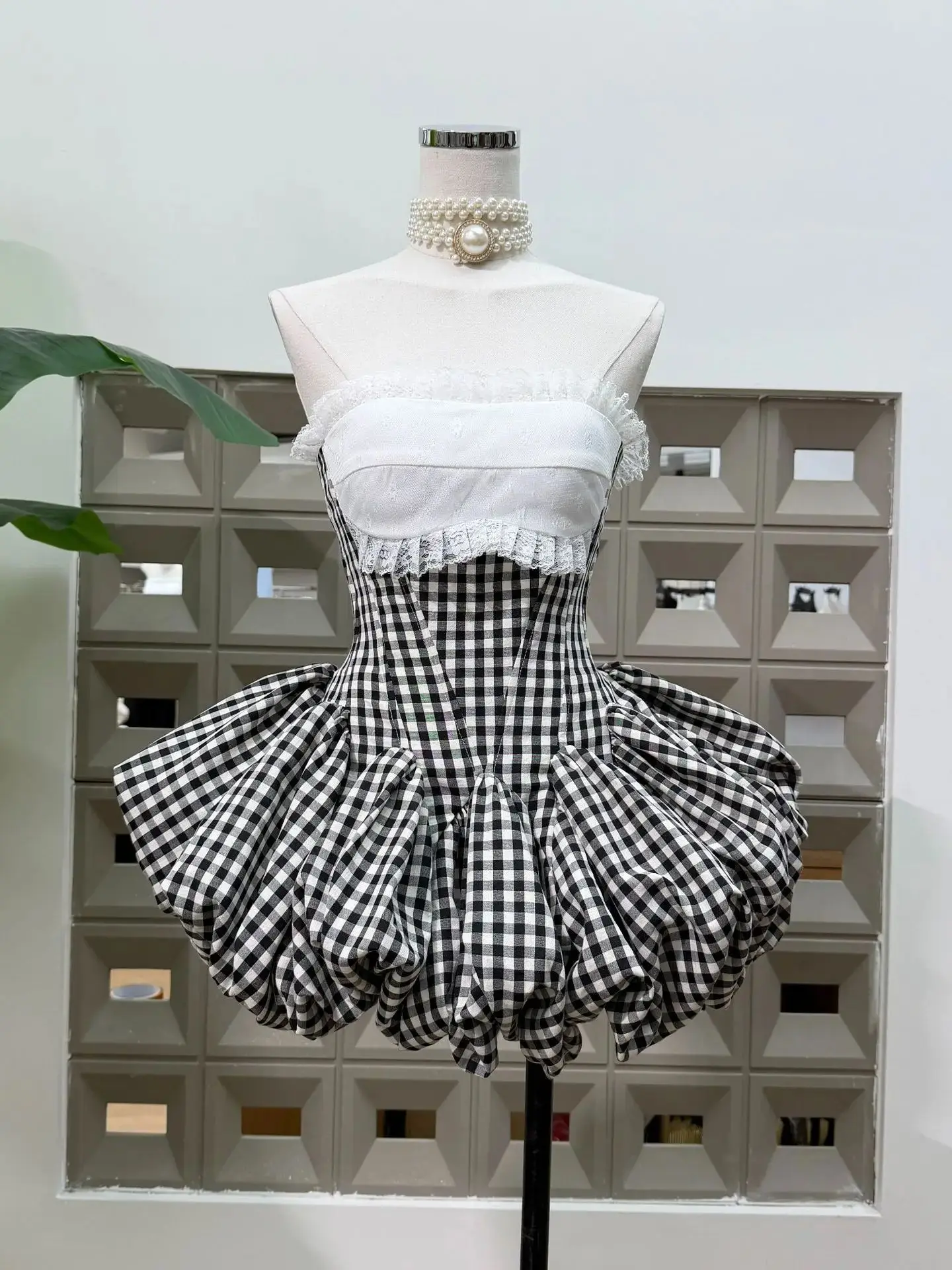 

Women Sexy O Neck Plaid Dress Party Celebrate Princess Mesh Patchwork Mini Dresses Night Club Fashion Birthday Cat Lolita Dress