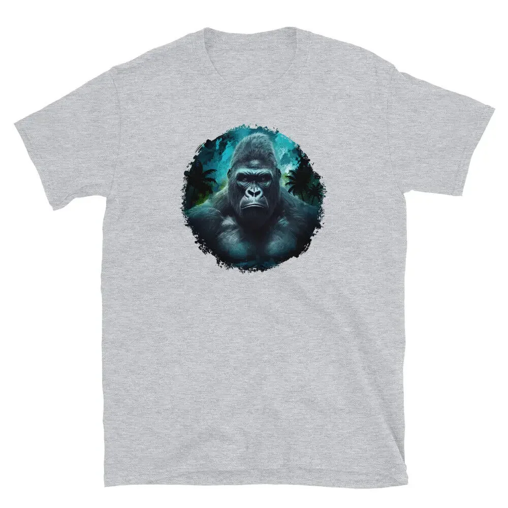 Gorilla Silverback T-shirt Jungle King Graphic Tee Silver Back