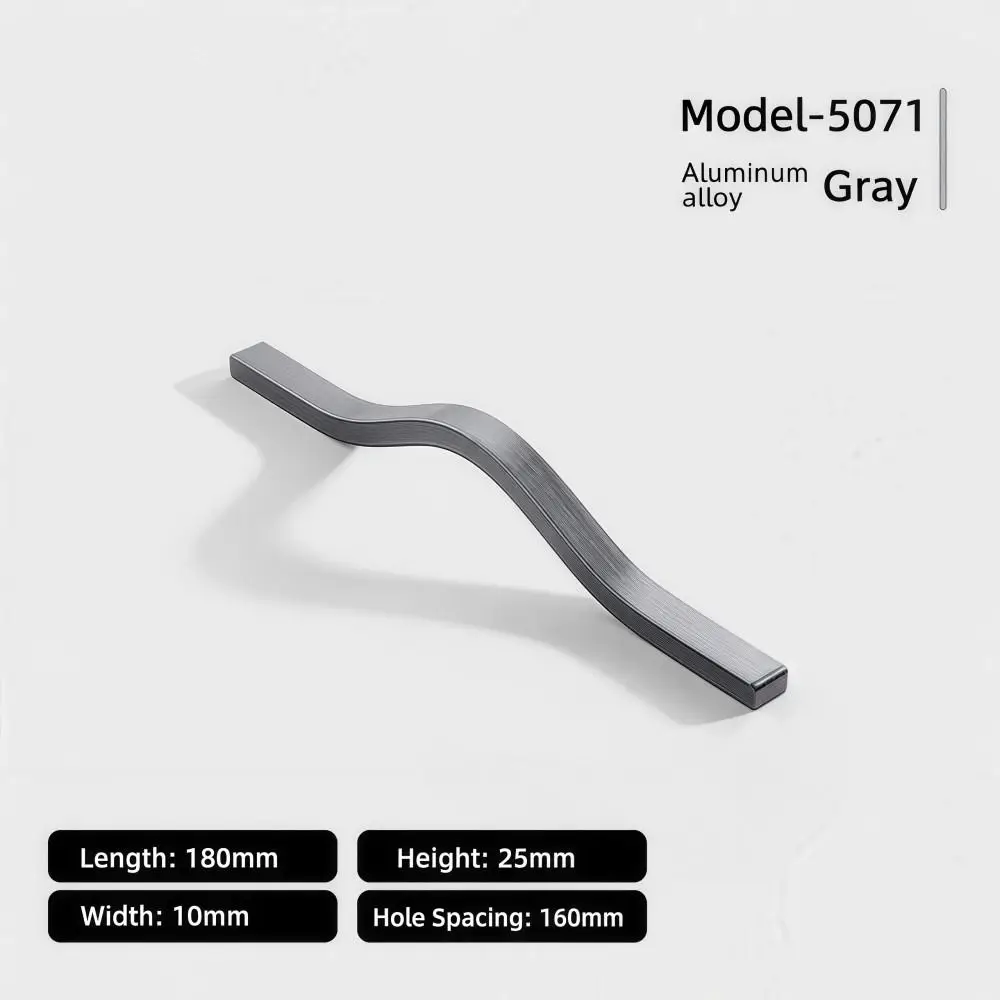 Aluminum Alloy Cabinet Pull Handle Multiple Sizes Sleek Wardrobe Door Pull Long-bar Durable Curved Furniture Handle