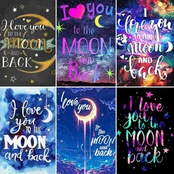 5d Diy Diamond Painting Kit For Adults Kids I Love You To The Moon And Back Full Square Round Bits Home Wall Decor Cross Stitch