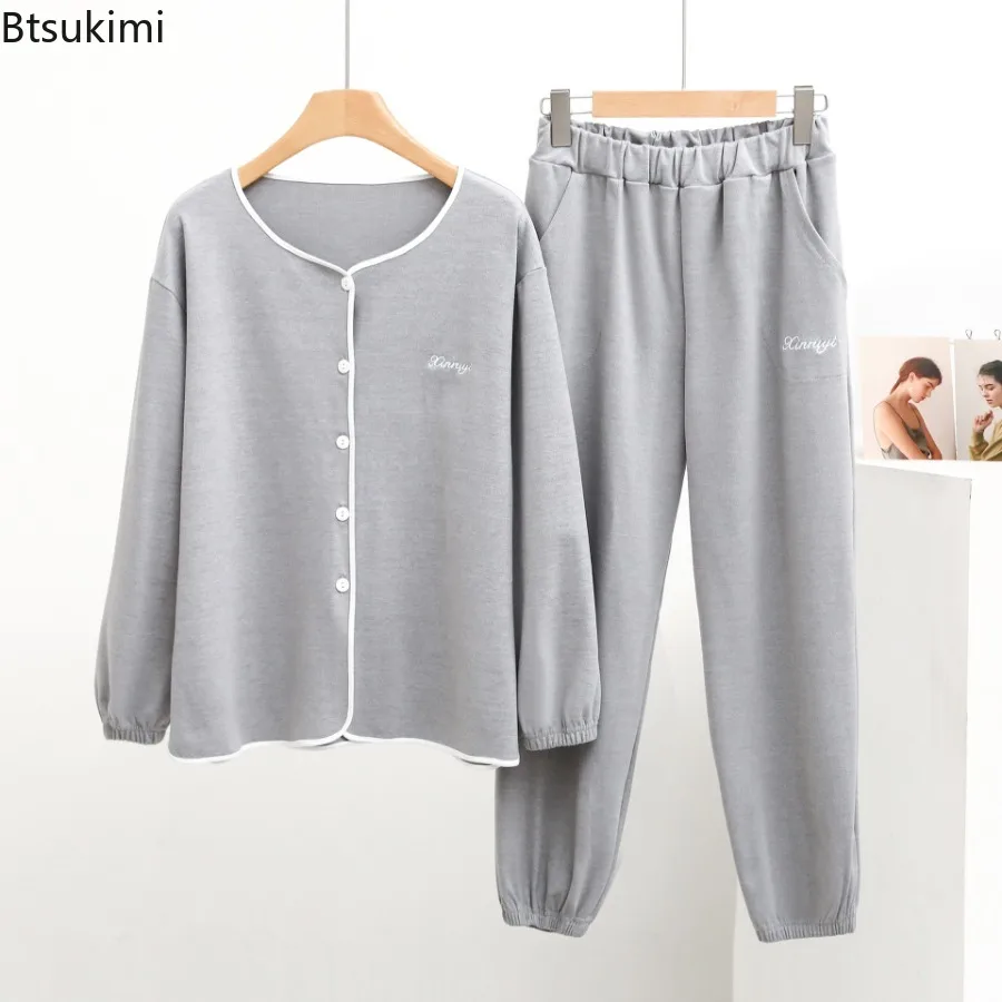 Flannel Home Clothes for Women Autumn Winter Plush Thicken Warm Sleepwear Long Sleeve Tops and Pant Sets Coral Fleece 2PCS Set