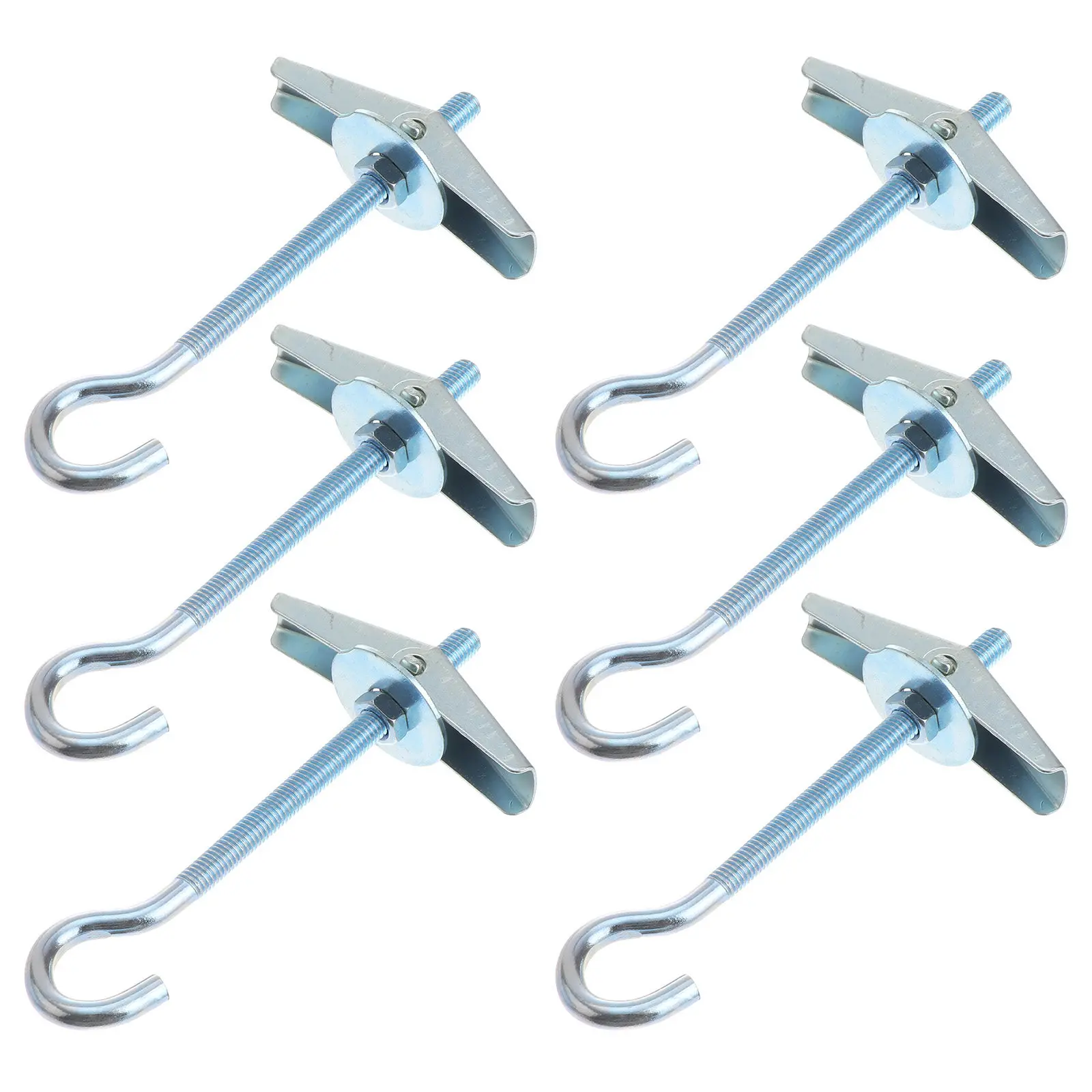 6Pcs M5 Plasterboard Ceiling Hook Heavy Duty Toggle Wings 10Kg Load Capacity for Hollow Wall Mounting Shelf Curtain Rod Hall