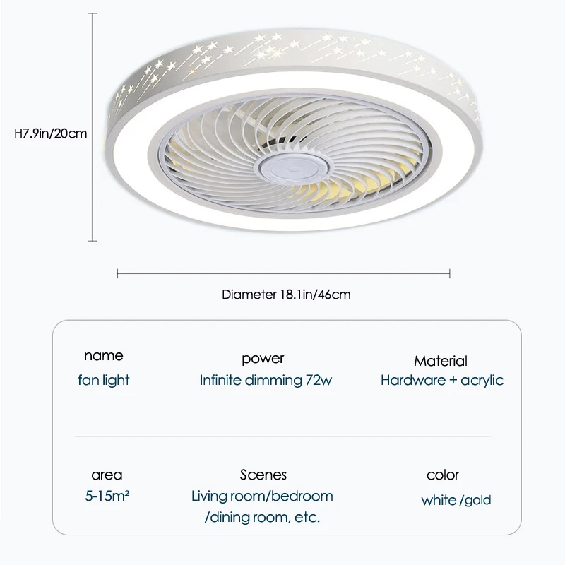 Imagem -02 - Led Ventilador de Teto Iluminação Lustre Circulador Appliance Silent House Lâmpada para Dormir Sala Poderosa 360 Graus