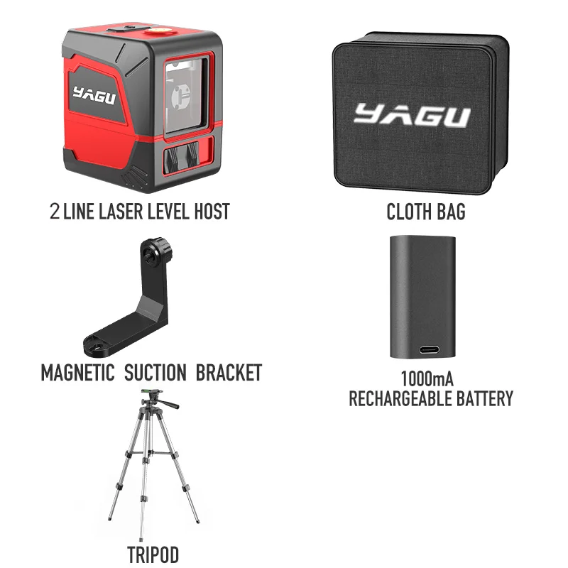 

YAGU 2/5 Line Laser Level Tripod Set Green Cross Laser Tool With Vertical And Horizontal Lines 360 Degree Rotation Self-leveling