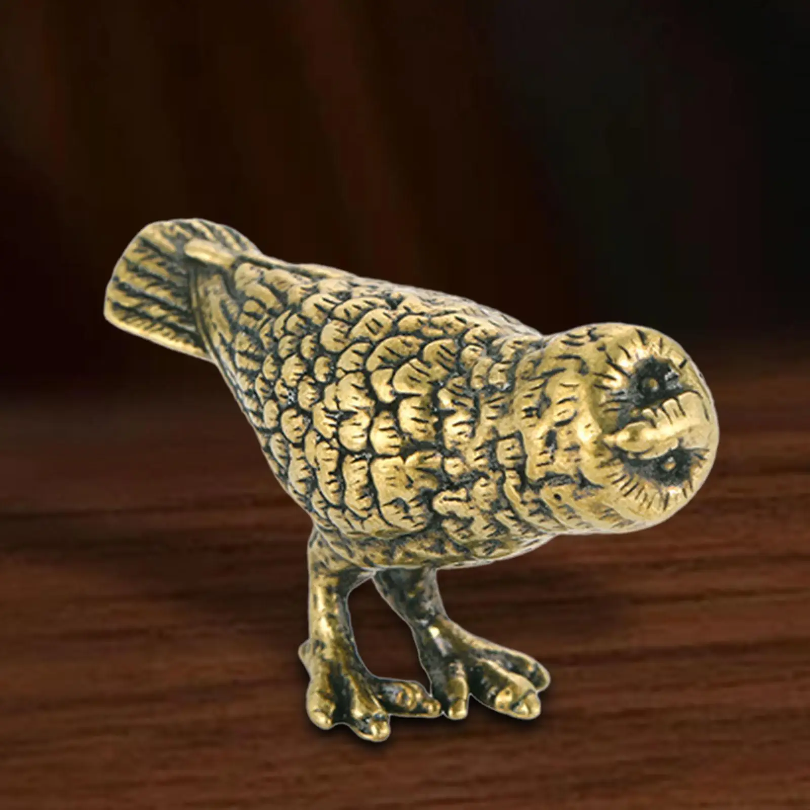 Small Owl Ornament Desktop Sculpture Creative Lovely Collection Craft Brass Tea Pet Miniature for Artistic Home Office Decor