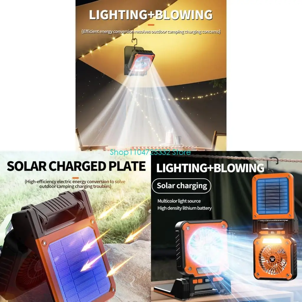 

P5EA Portable Solator Powereds Перезаряжаемый вентилятор с зарядкой USB и крючком для похода на открытый кемпинг.
