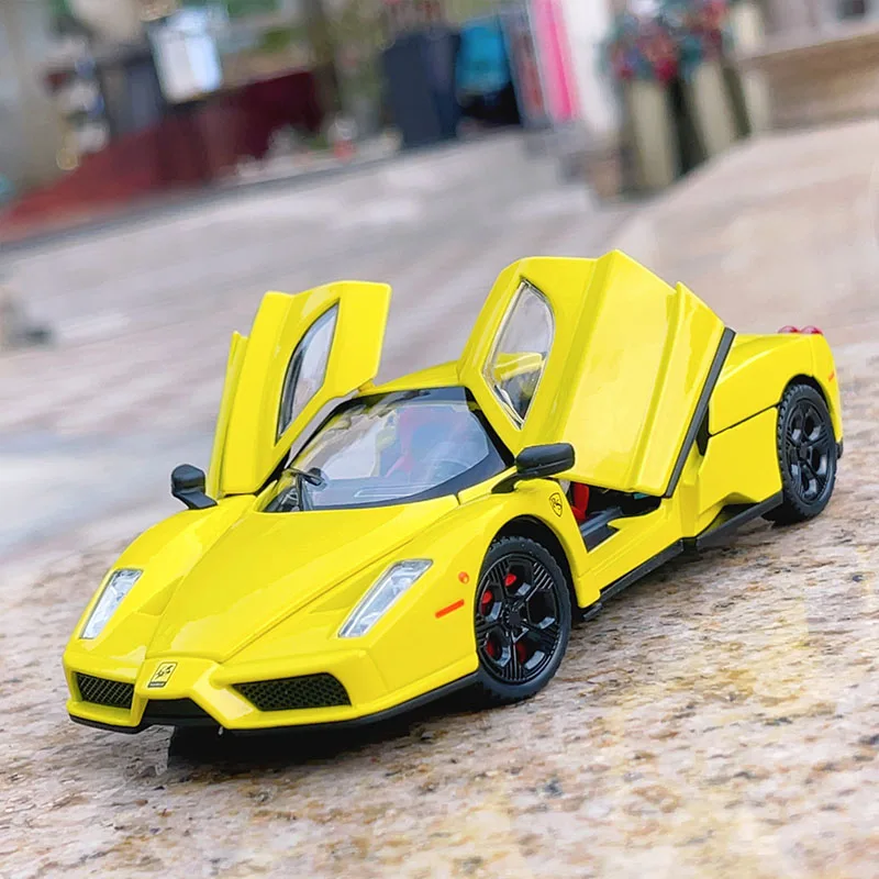 1:32 enzo supercar alta simulação liga modelo carro brinquedo diecasts metal som luz puxar para trás veículo carro brinquedos para crianças