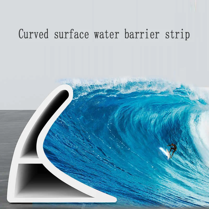 Self-Adhesive Toilet Curved Groove Silicone Water Barrier Strip for Shower Room Wet Dry Separation Countertop Waterproof Barrier