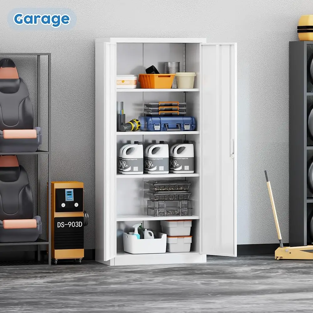 71"" Locking File Cabinet, Metal Storage Cabinet With 2 Doors And 4 Adjustable Shelves For Office, Home, Garage, Gym, School