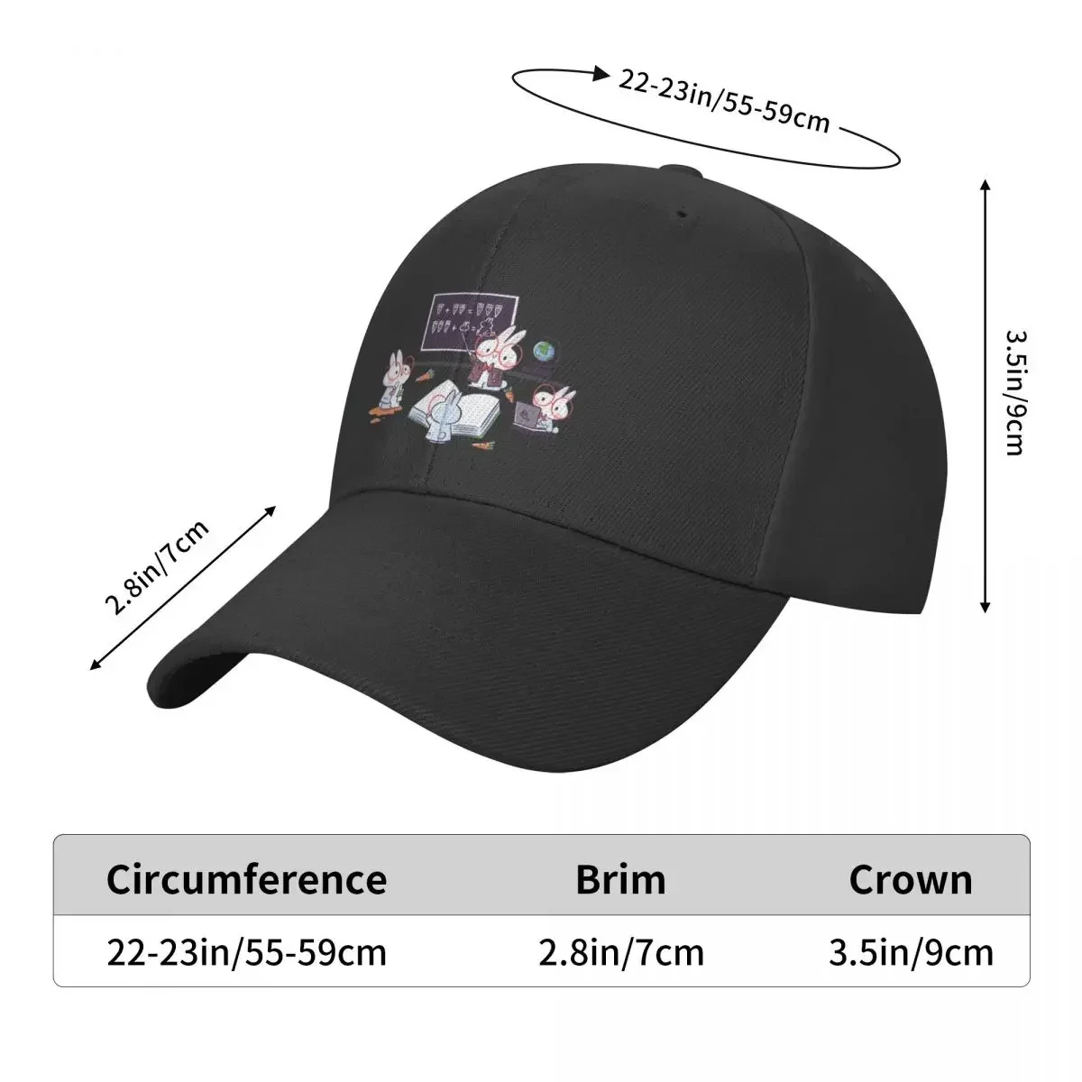 Gorra de béisbol de conejo de ciencia para hombre y mujer, gorra personalizada, gorras de moda