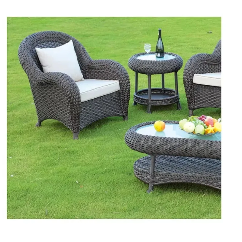 Modern Outdoor Patio Garden Furniture Set with Aluminum Frame and Rattan Wicker Durable Rattan Construction