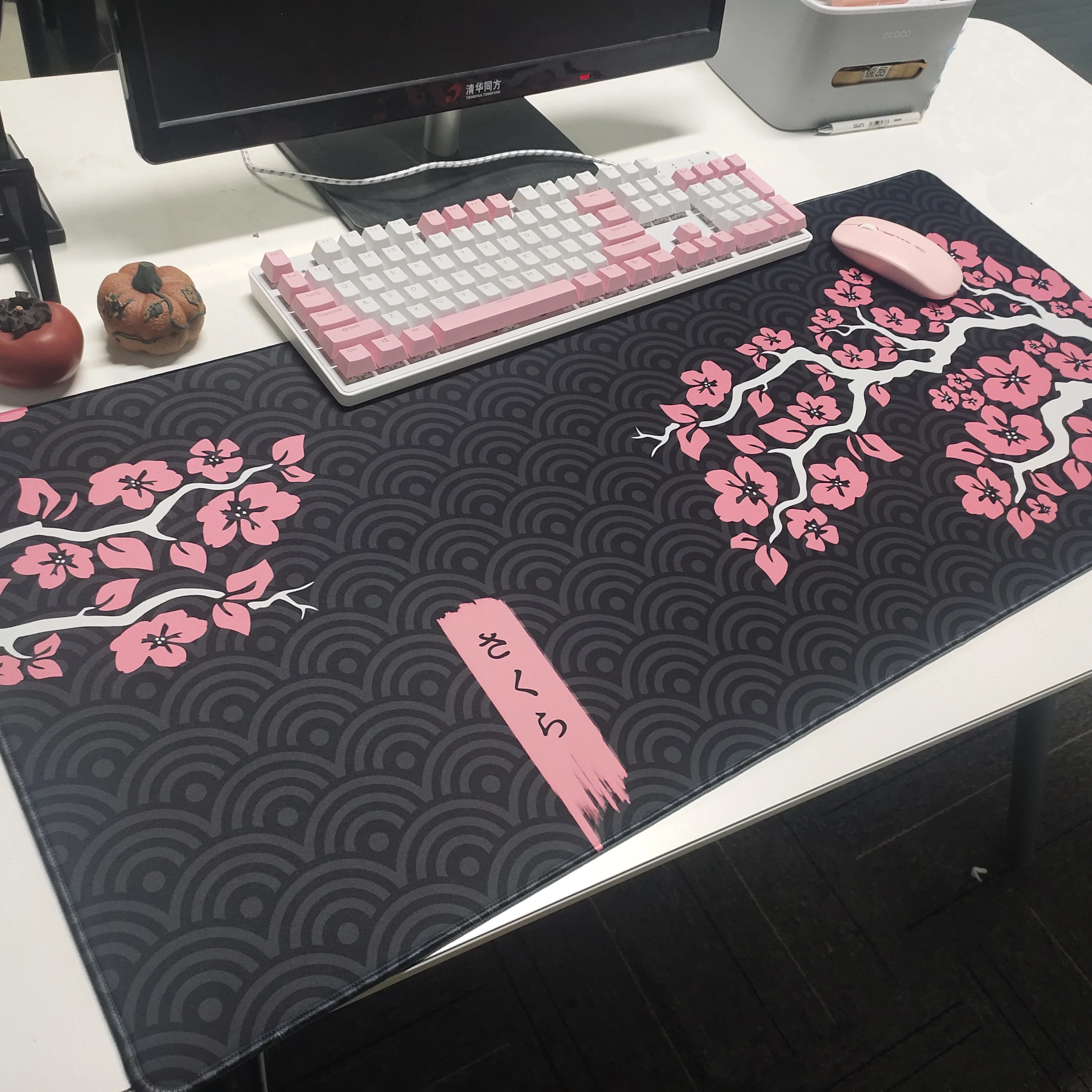 Roze Kersenbloesems Snelheid Vergrendeling Rand Grote Natuurlijke Rubber Muismat Waterdichte Game Desk Mousepad Toetsenbord Mat Voor Dota Lol