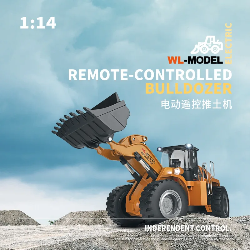 WLtoys 14800 2.4G 1:14 Simulation Remote Control Alloy Bulldozer With Light Remote Control Engineering Car Model Toys For Kids