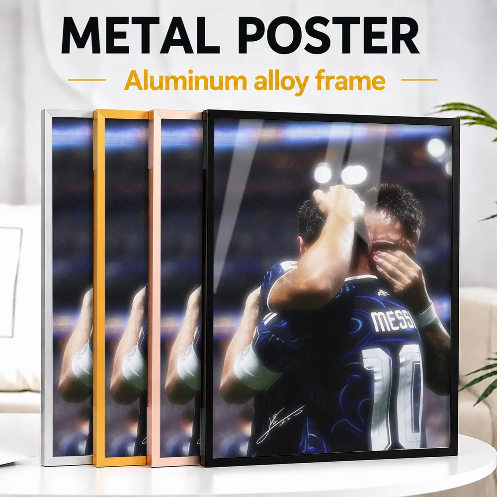 Lionel Messi Embracing Teammate Framed Metal Poster Personalized Victory Tribute Wall Art Created For Football Fans To Style Gym