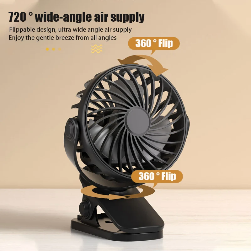 Przenośny wentylator elektryczny z możliwością ładowania 720 °   Obrotowy wentylator wiszący z klipsem Lampka nocna Chłodnica powietrza Outdoor Camping Małe wentylatory ventilador