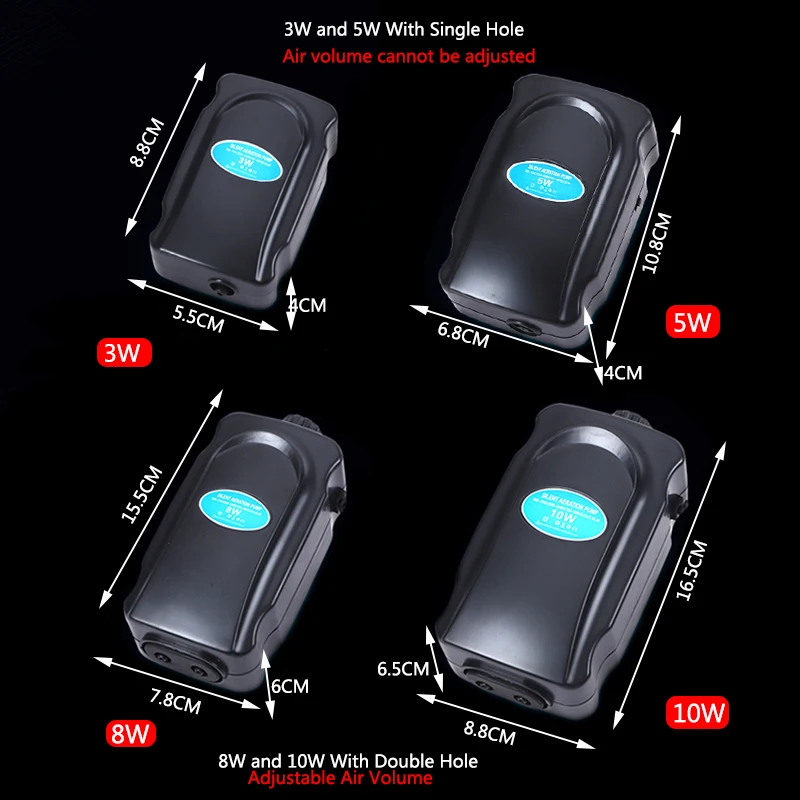 220~240V Silent Aquarium Oxygen Air Pump Fish Tank Adjustable Air Volume High Power Oxygenator Air Compressor Aerator ﻿3/5/8/10W