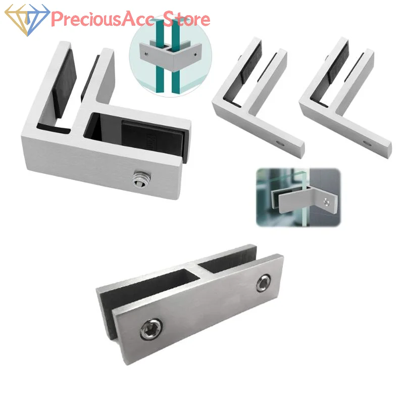 .New Sale-304 Stainless Steel Glass Clip Holder Heavy Duty Glass Clip Bracket For Tempered Glass