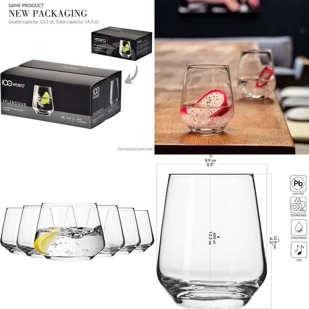 

Набор из 6 хрустальных стаканов, 13,5 унций, коллекция Splendor, без свинца, можно мыть в посудомоечной машине, производство Европа, идеально для повседневного использования