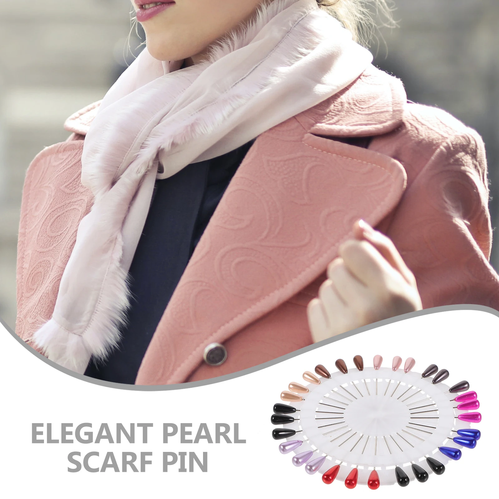 

30pcs Water Drop Scarf Brooch Small Pearl Safety Pins Clothing Clips Shawl Buckle DIY Craft For Clothes Hijab Pin Women Metal