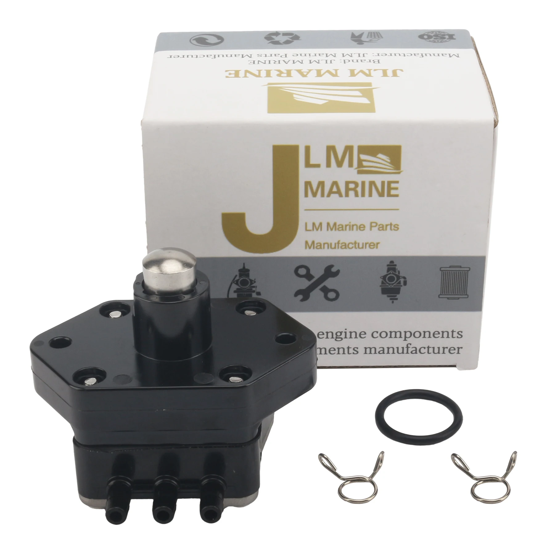 JLM Marine Outboard Fuel Pump Kit With Clamps for Yamaha 20 25 30 40 45 50 60 HP 4 Stroke 62Y-24410-00 62Y-24410-01