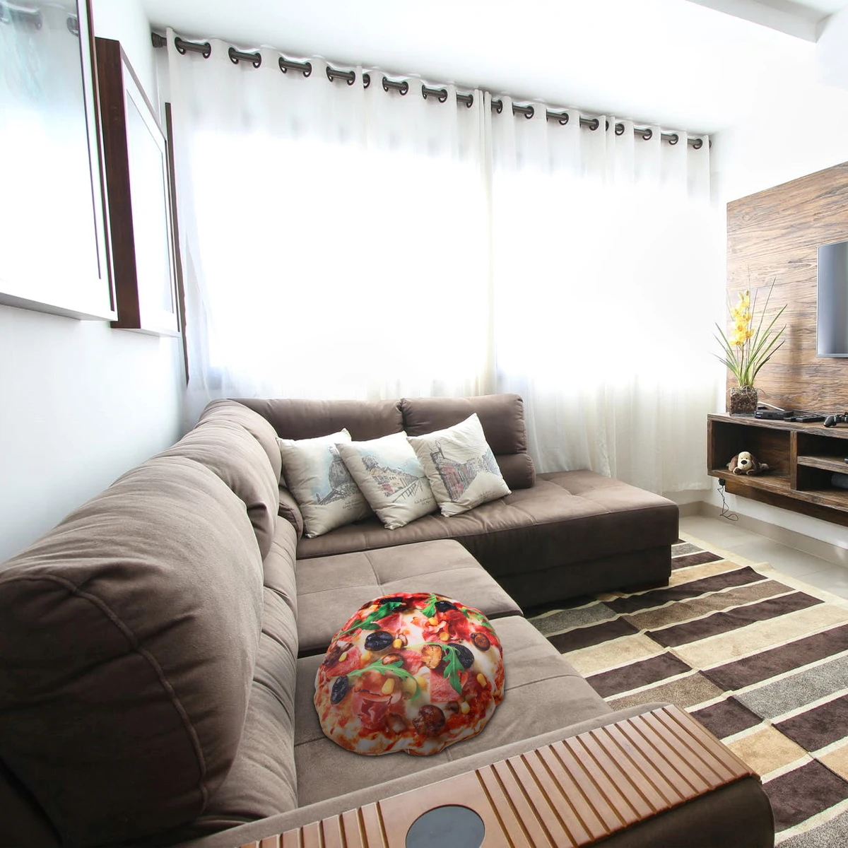 

Simulation Pizza Pillow 40x40cm PP Cotton Material Safe Comforting Listening Home Sofa Cushion Hugging Bolster