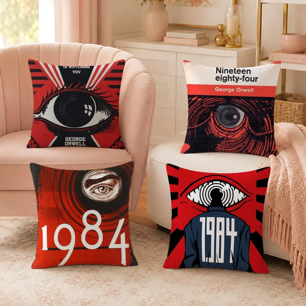 Classic Novel N-Nineteen Eighty-FourS Cushion Cover Soft Skin Friendly Cloud Like Comfort Pillow Cover for Sofa Bed Seat