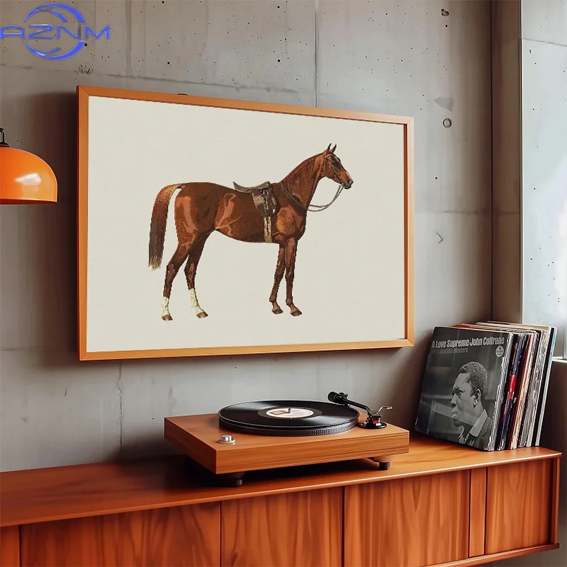 Antique Horse Vintage Posters Prints Farm Animal Canvas Painting Equestrian Wall Art Picture for Living Room Farmhouse Decor view 3