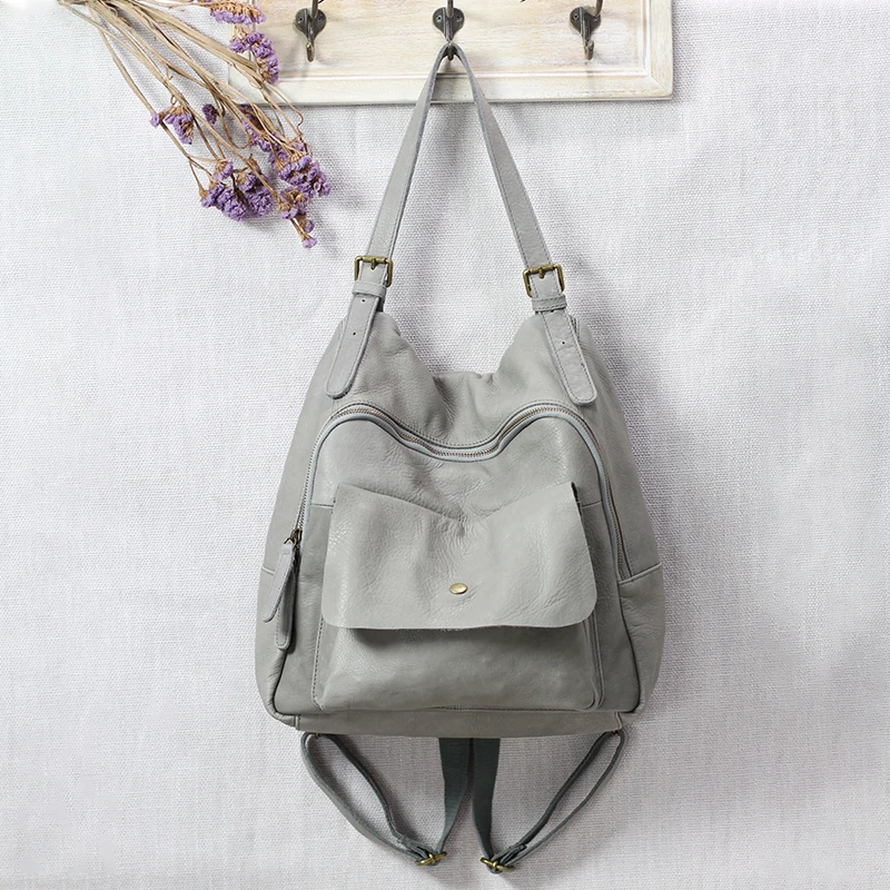 European / American Fashion Top Layer Cowhide Backpack New Leather Casual Simple And Versatile Large Capacity Shoulder Bag Women