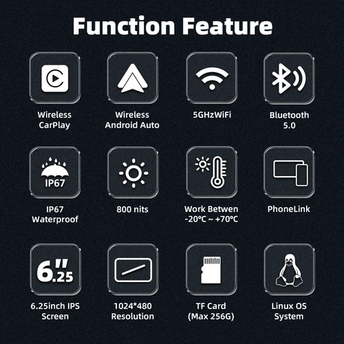 Imagen 2 del producto EKIY-Monitor Carplay inalámbrico para motocicleta, pantalla automática Android, pantalla GPS para navegación de motocicleta, 6,2 pulgadas