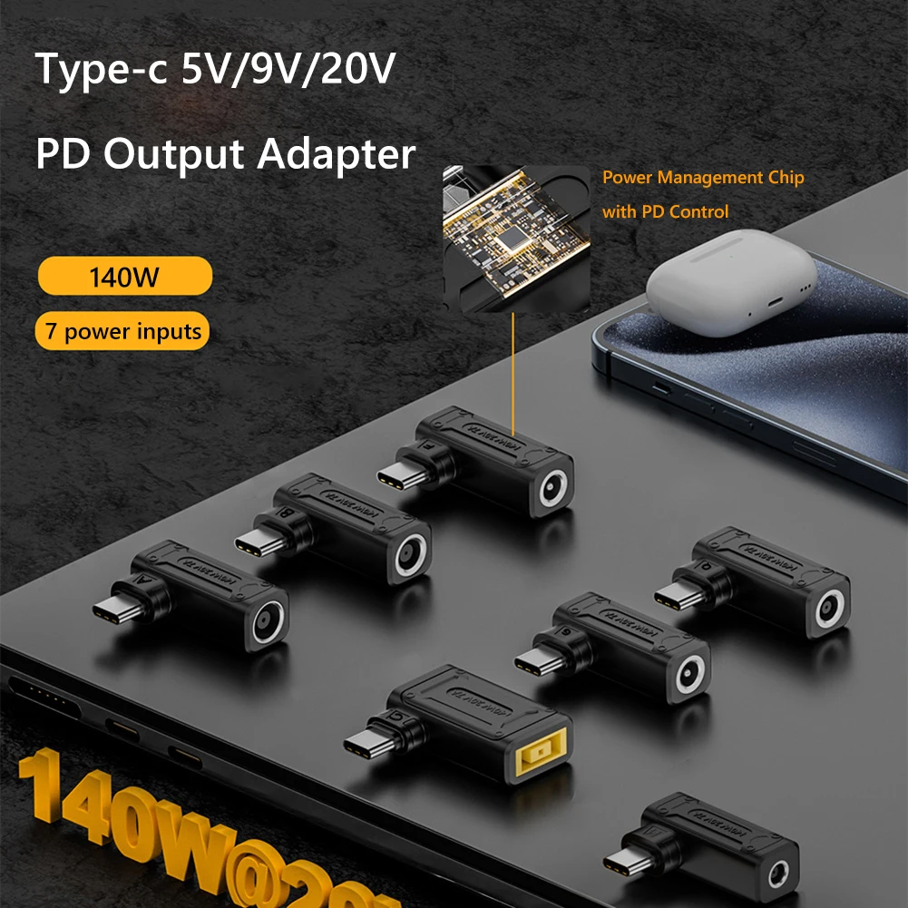 PD140W DC To USB C PD Power Adapter Converter DC Jack Female To USB Type C Male for Lenovo MacBook Huawei Hp Dell for Xiaomi