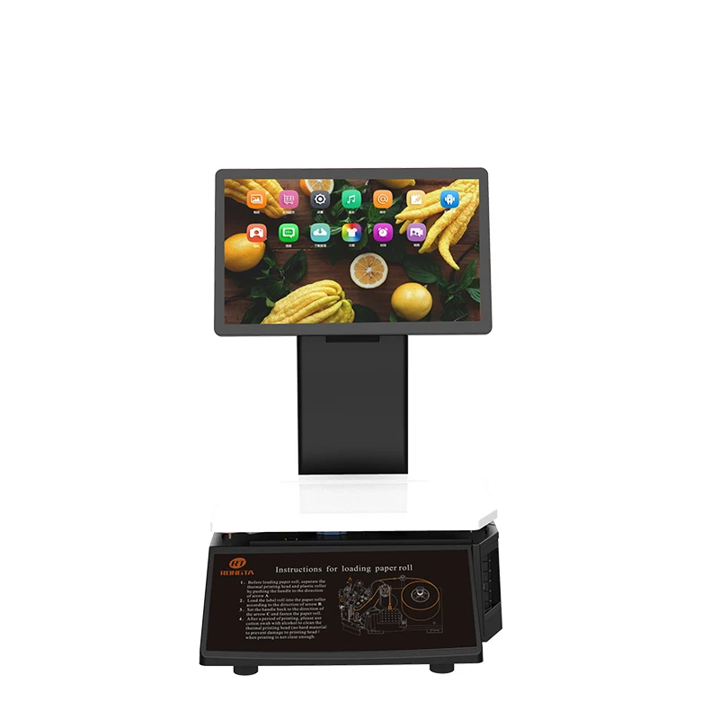 Market AI Scale with Camera and App Touch Screen Scale Weighing Capacity 15KG/30KG for Supermarket Label Printer