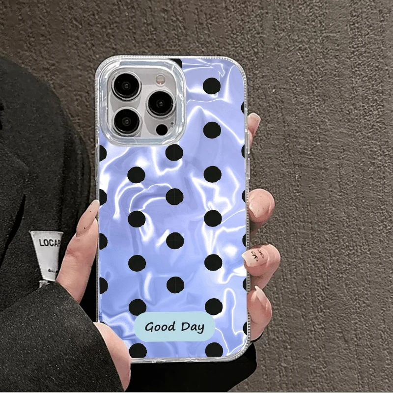 Чехол для телефона в горошек для женщин и девочек для Apple iphone 15 16 14 13 Pro Max 16e 16plus 12 11 7 8 Plus XR SE Silicone Fundas Cover