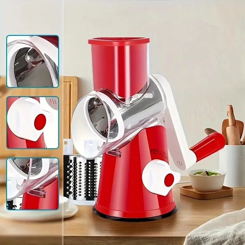

Kitchen Multifunctional Drum Vegetable Slicer Hand Cranked Household Slicer Potato Slicer Cheese Maker Benchtop Drum Cutter New