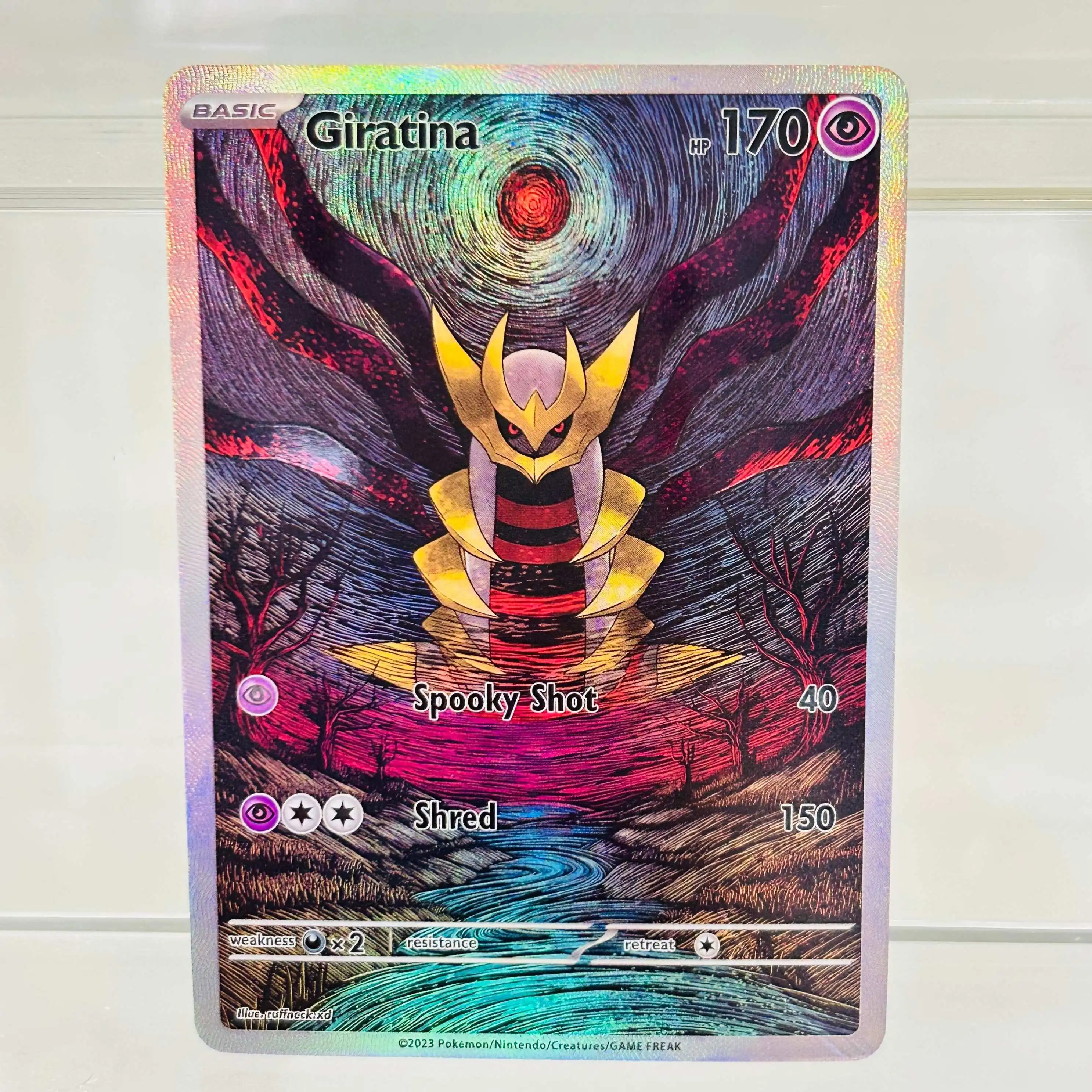 

Pokemon Giratina English DIY Card with Holographic Texture, Perfect Condition Premium Anime Collection Card
