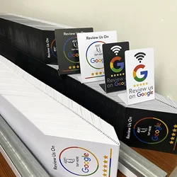 5YOA NFC Card Google Review station 13.56Mhz programmable table NFC Google Reviews display bending card standing brand bracket