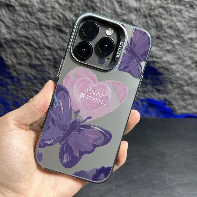 

Love Butterfly Pattern Phone Case Suitable for iPhone 16 15 14 13 12 11 Pro/ Max/Plus Shock-proof Back Cover Anti-Fingerprint