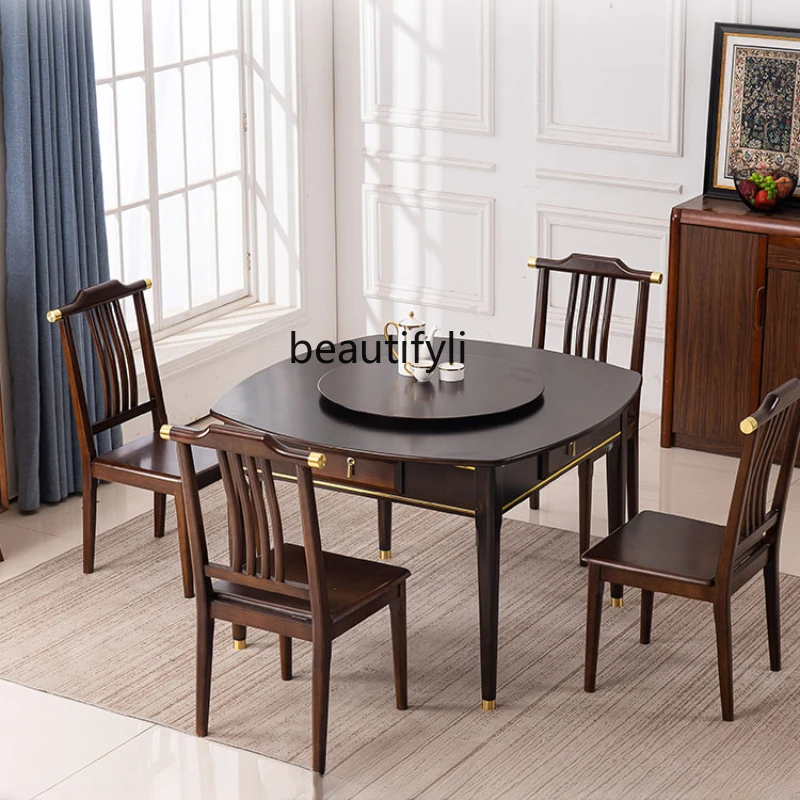 Mahjong Machine Automatic Dining Table Dual-Use Household Electric Mahjong Table round Table with Chair Multifunctional