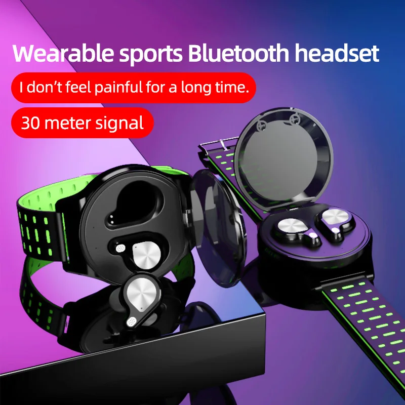 TWS Wireless Earphone Bluetooth 5.0 Headphone Sport Wristband Cancelling Earbuds Stereo Mini Headset Noise for Android ios Phone