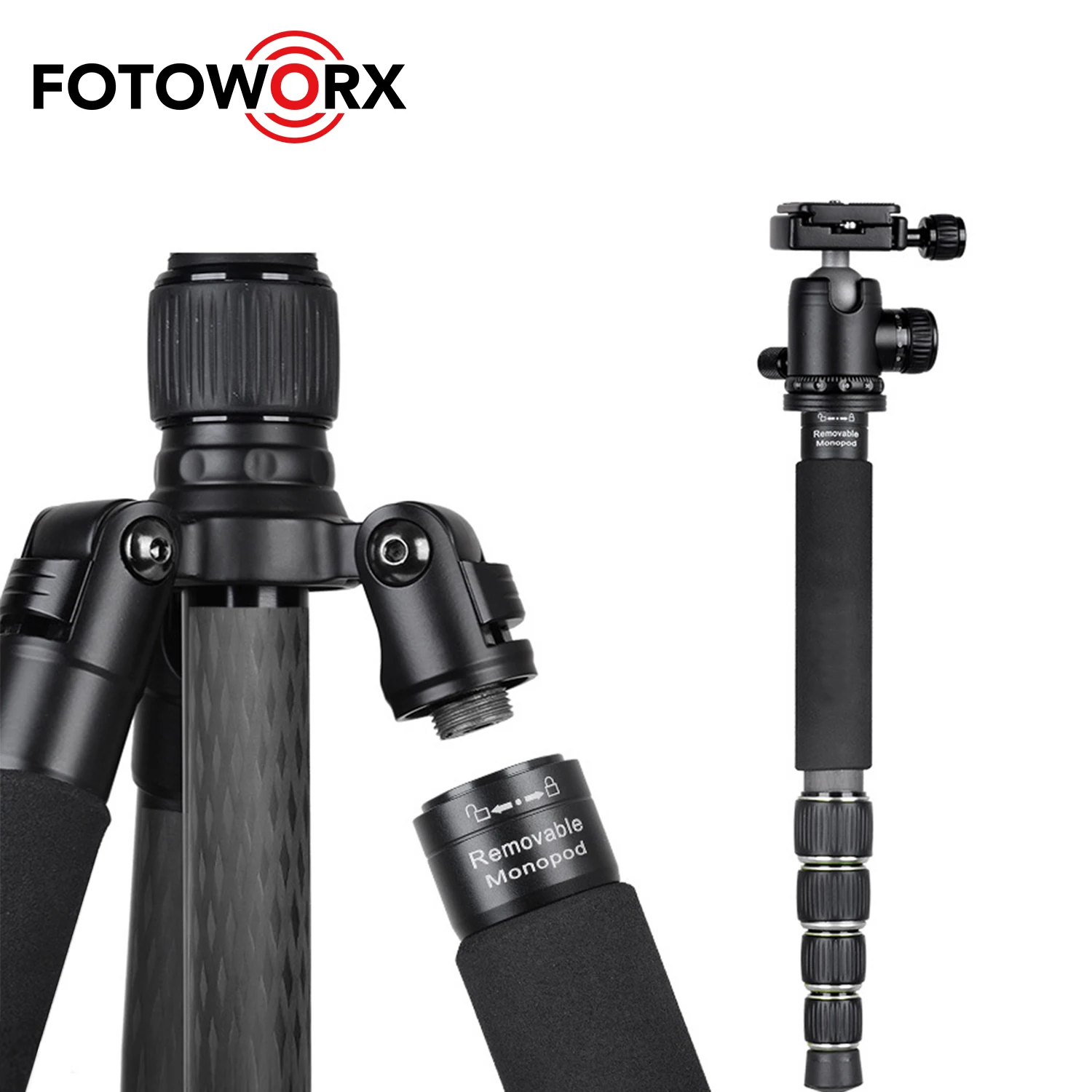 FOTOWORX 152cm Carbon Fiber Detachable Monopod Tripod for DSLR Camera