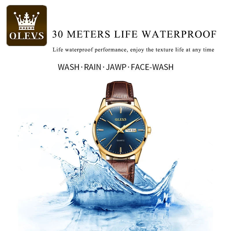 OLEVS-reloj de cuarzo para hombre, cronógrafo informal de lujo a la moda, luminoso, de cuero, transpirable, resistente al agua
