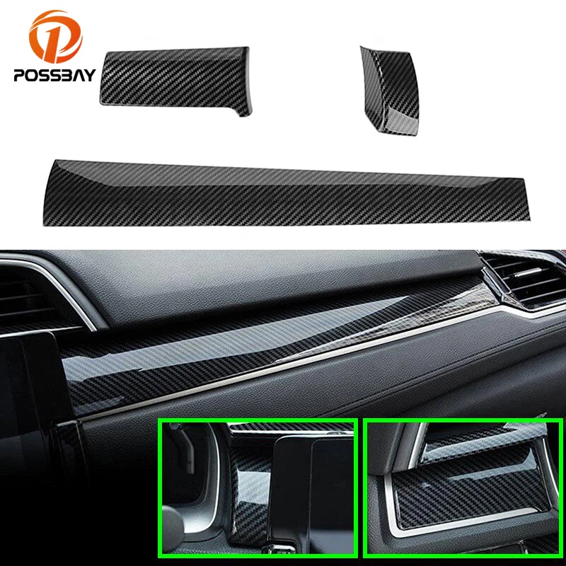 Панель приборной панели автомобиля 3 шт., красная отделка для Honda Civic 10 поколения 2016 2017 2018 2019 2020 2021, аксессуары, автозапчасти для интерьера Панель приборной панели автомобиля 3 шт., красная отделка для Honda Civic 10 поколения 2016 2017 2018 2019 2020 2021, аксессуары, автозапчасти для интерьера