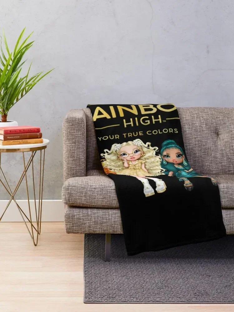 Rainbow High series 4 characters with logo Throw Blanket For Decorative Sofa Stuffeds Travel Blankets