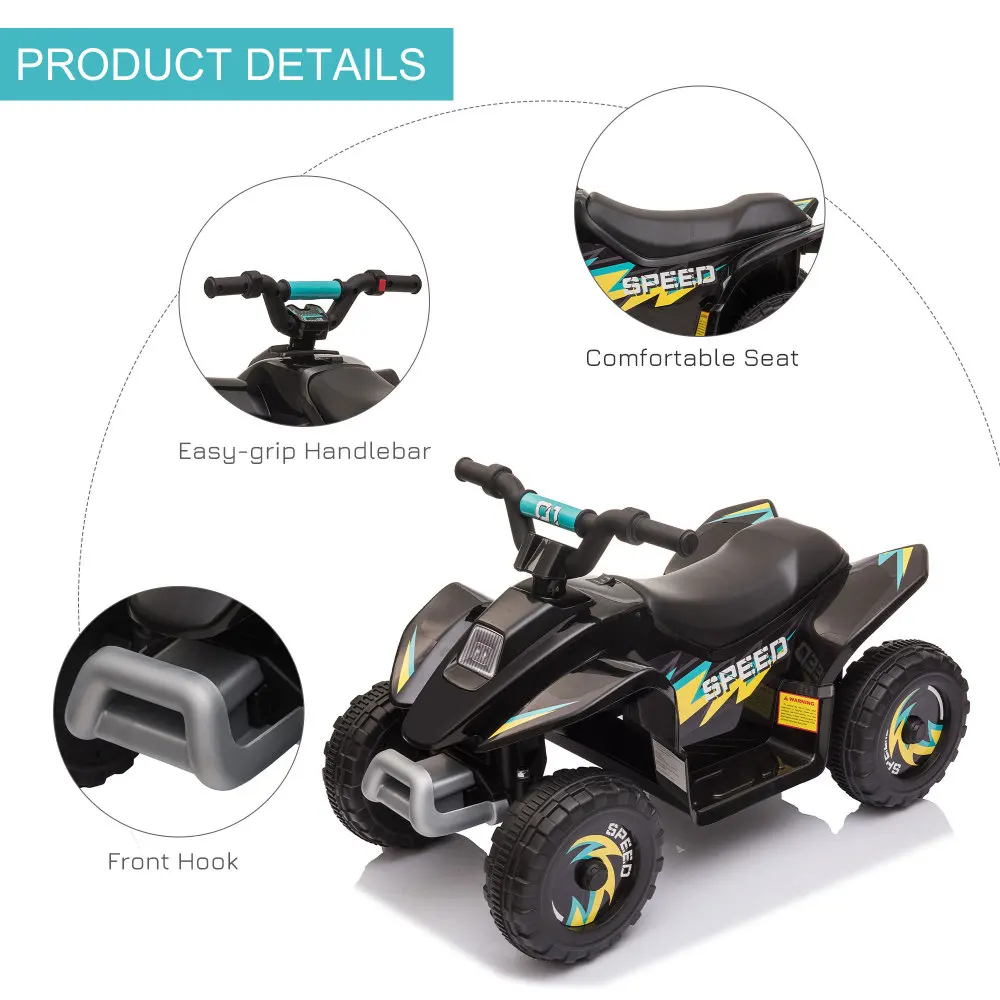 6V Kinder-ATV-Auto mit 4 Rädern, elektrisch motorisiertes, batteriebetriebenes Quad-Fahrzeug mit Vorwärts-/Rückwärtsschalter für 18–36 Monate